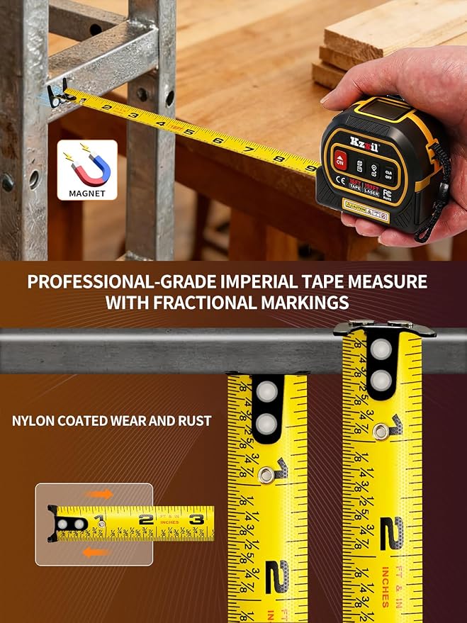 4-in-1 Tape Measure 196ft Laser Tape Measure 16ft Manual Tape - Image 6