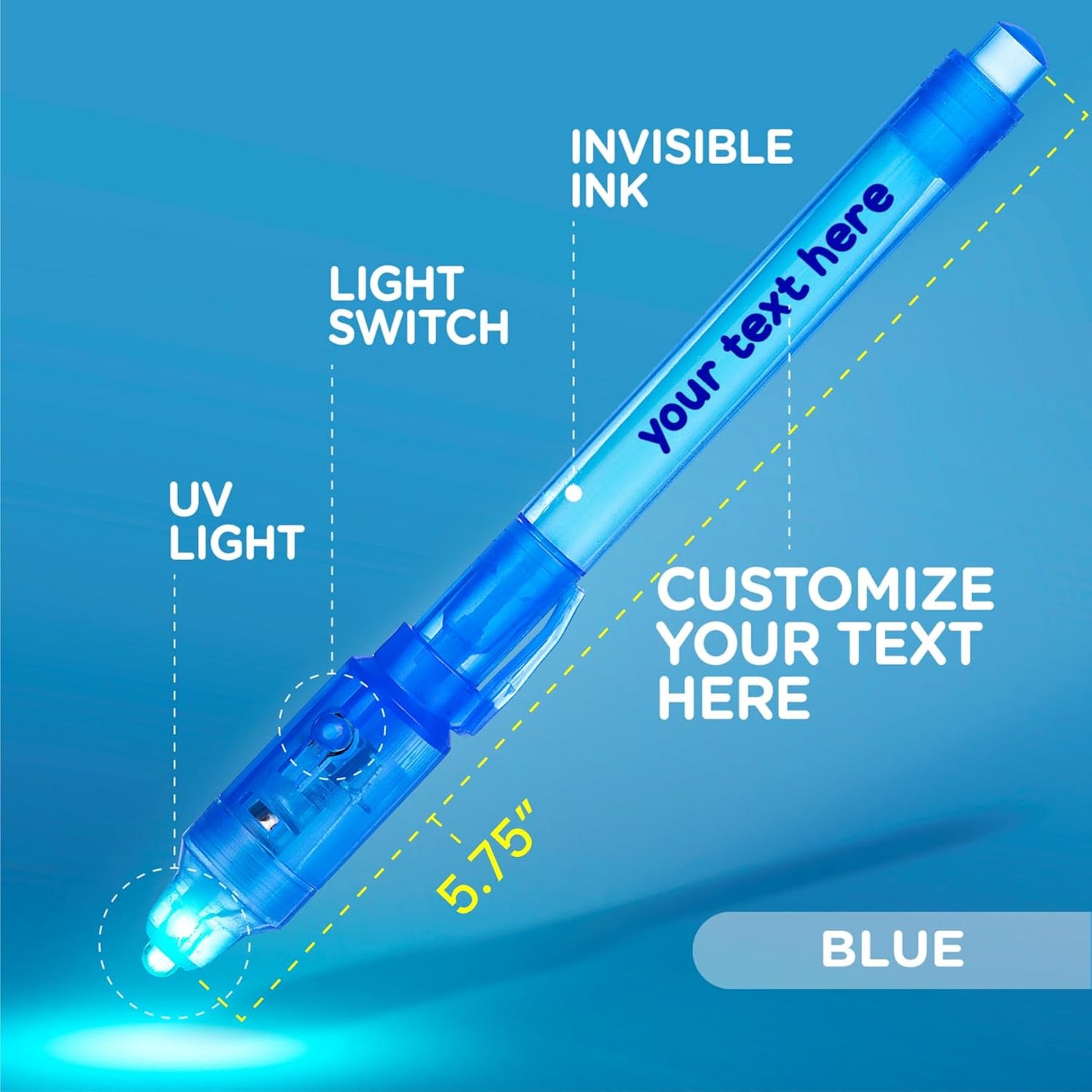Personalized Invisible Disappearing Ink Pen Marker Pack, Custom Secret Spy Message Writer with UV Light, Fun for Kids Party Favors Gifts and Stock Stuffers, 24 Pack, Assorted