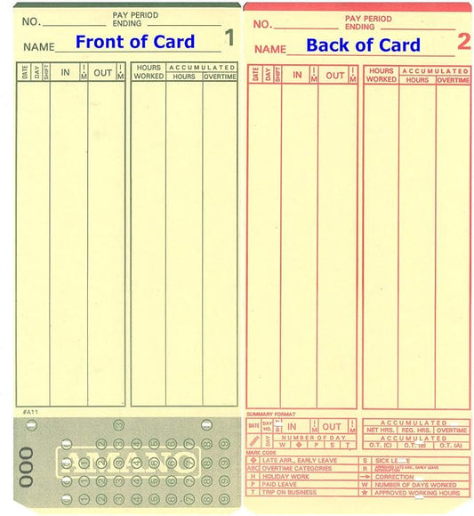 Amano MJR-7000 and MJR-8000 Time Clock Cards, 000-099 Number Series by COMPUMATIC