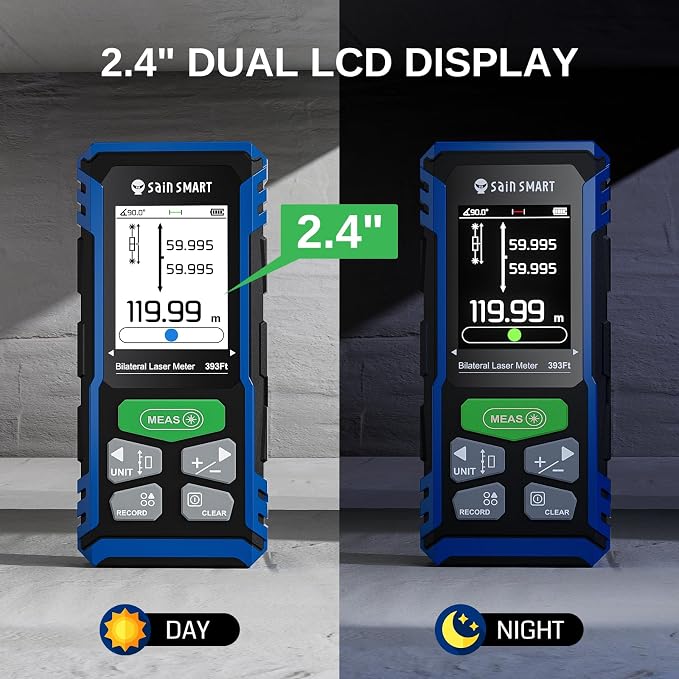 SainSmart Dual Laser Measuring Tool, 393Ft Green Bilateral Distance Meter - Image 5