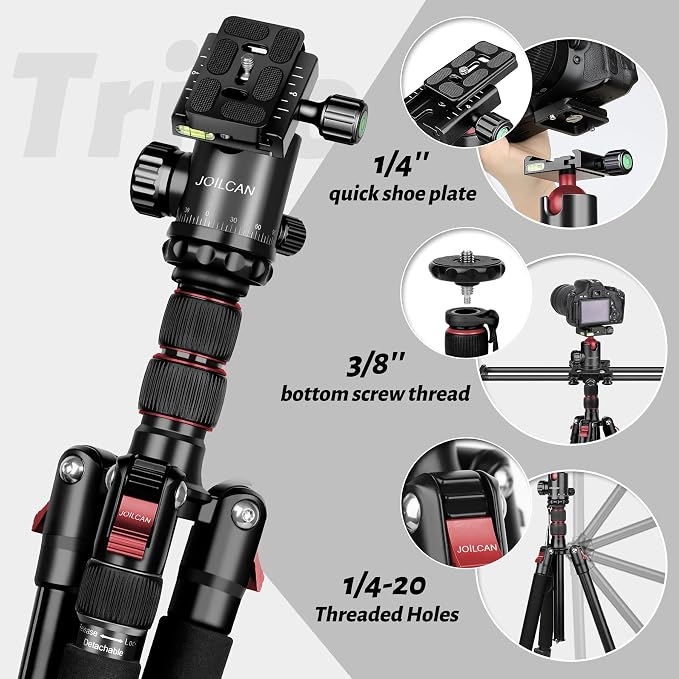 JOILCAN Tripod for Camera, Heavy Duty Travel Tripods for Spotting Scope - Image 2
