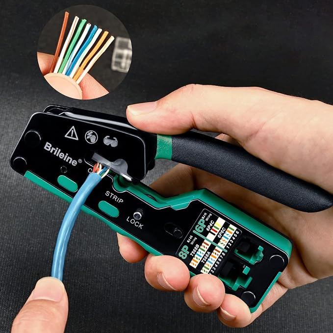 RJ45 Crimp Tool Pass Through Kit Ethernet Crimper Cat5 Cat5e Cat6 Crimping Tool - Image 5