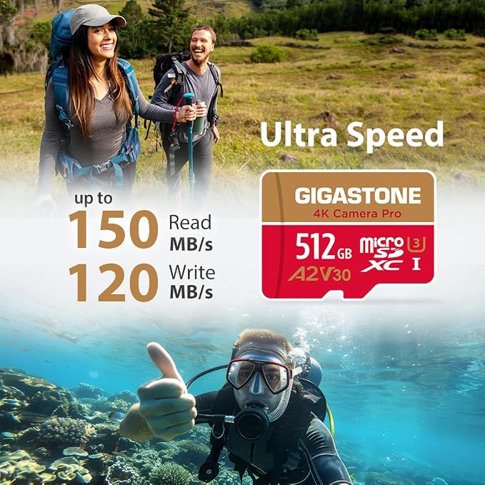 Gigastone 512GB Micro SD Card, 4K Camera Pro, A2 V30 UHS-I U3 C10, - Image 2