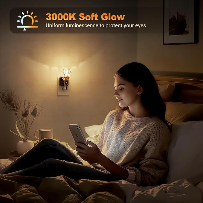 JandCase Night Light, Dimmable Floral Glass LED Nightlight, 0-100 LM Flower - Image 4