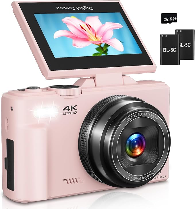 Digital Camera for Photography, 4K Vlogging Camera for YouTube 3" 180° Flip by Gavonde
