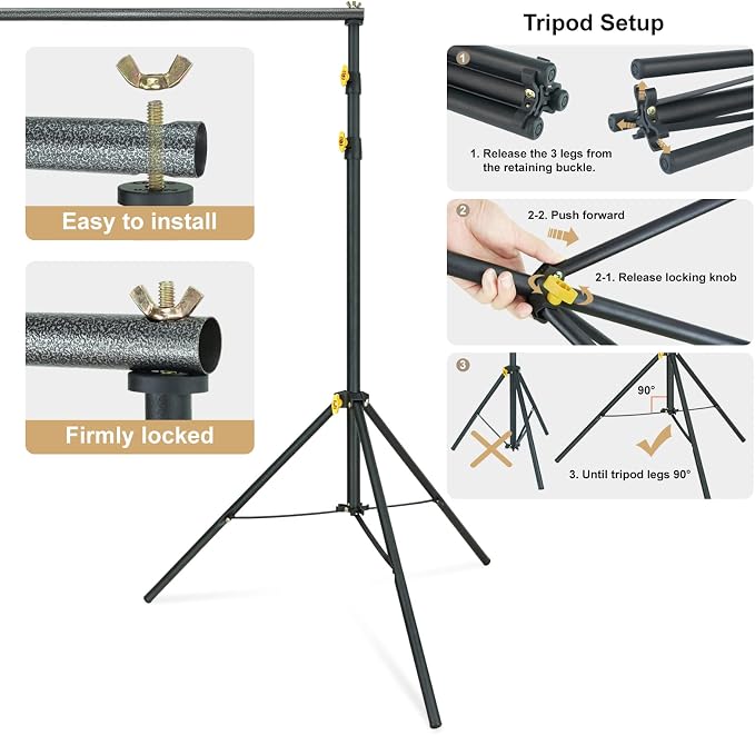 LINCO Lincostore Backdrop Support Stand Kit 10x6.5ft Adjustable Photography - Image 9