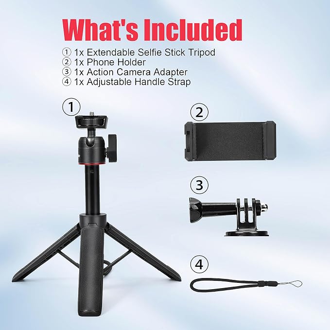 Extendable Mini Tripod, 8-23.6inch Height Adjustable 360 Rotation Ball Head - Image 6