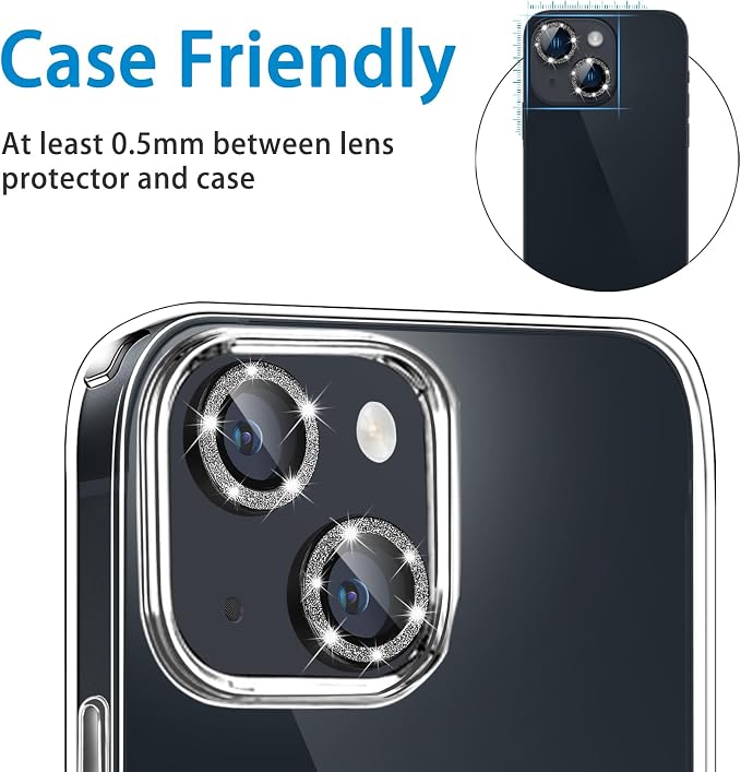 for iPhone 15 & iPhone 15 Plus Camera Lens Protector, Bling Glitter Diamond - Image 5