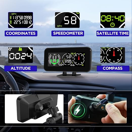M60 Car Inclinometer for Off-Road SUV Vehicles, MPH KMH GPS Speedometer - Image 9