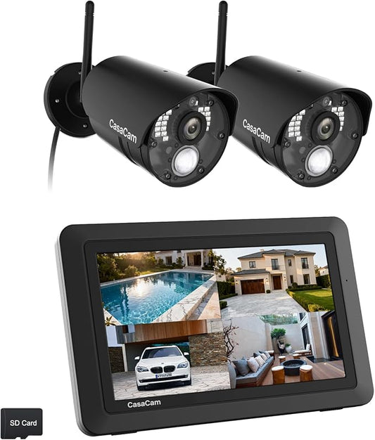 CasaCam Wireless Security Camera System Air | 7" Touchscreen Monitor and 2 720p by CasaCam