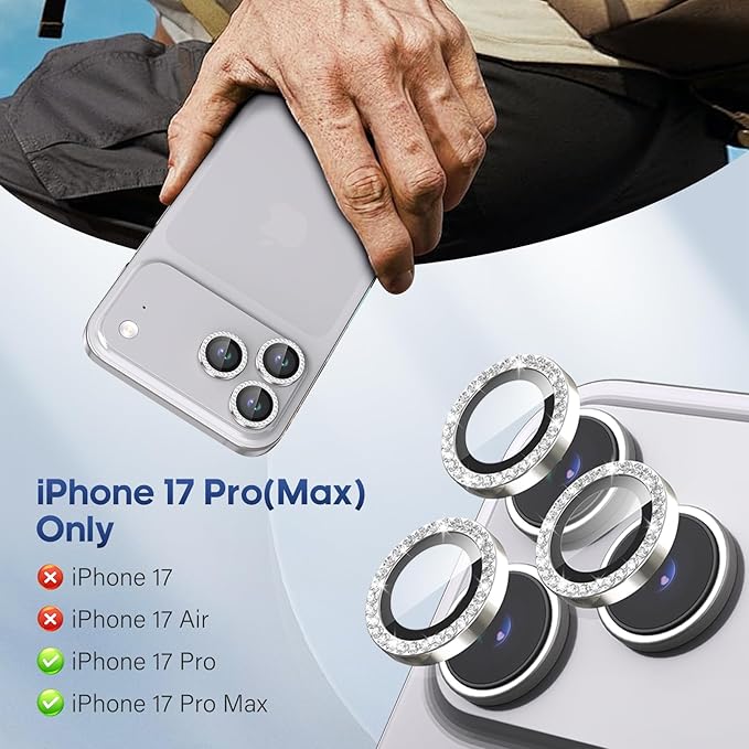 for iPhone 17 Pro / 17 Pro Max Camera Lens Protector Bling, Individual Diamond - Image 2
