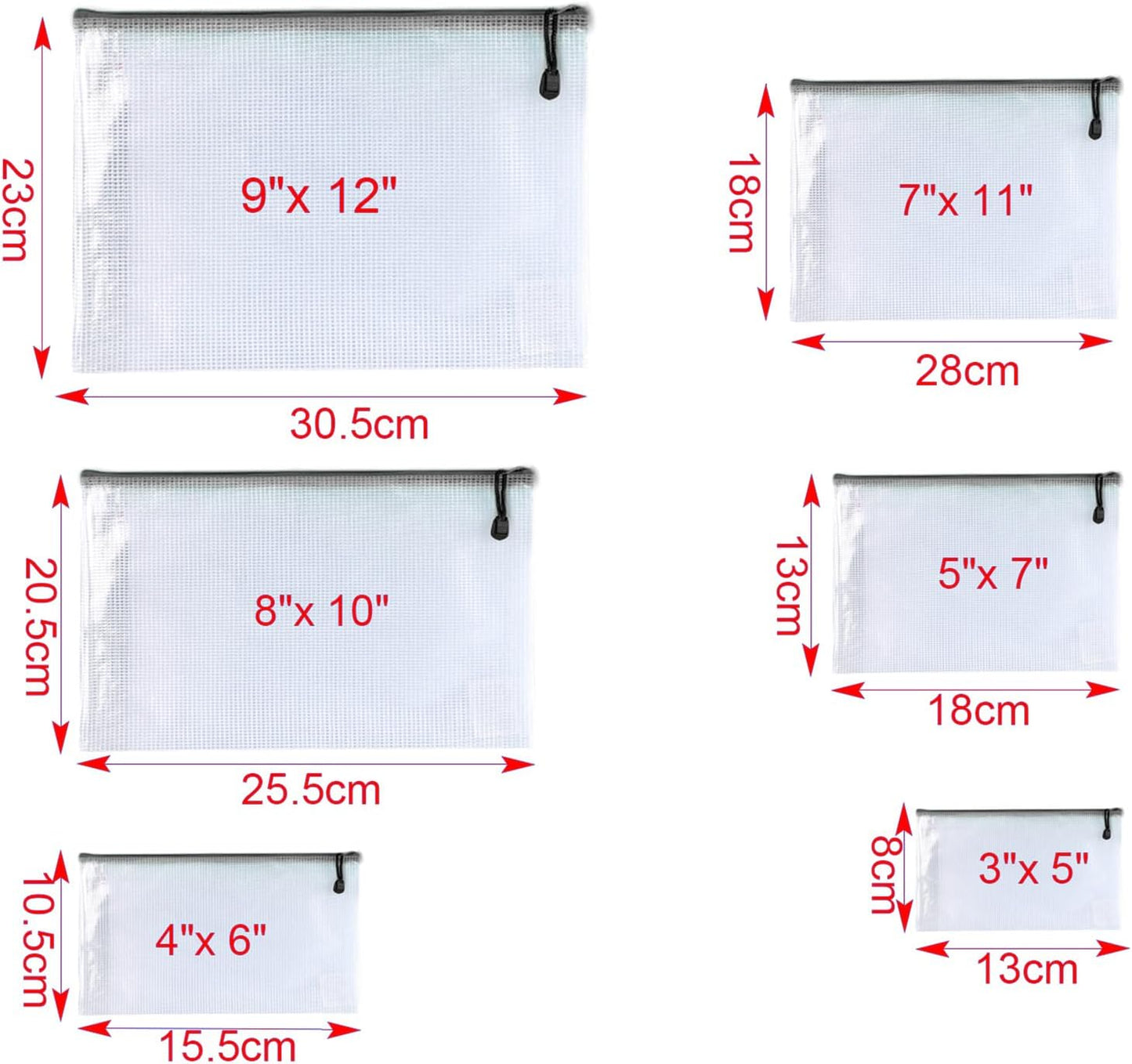 Oaimyy-24PCS-7 x 11" inches-Mesh Zipper Pouch, Plastic Zip File Folders Puzzle Bags for Organizing,for Office Supplies,Travel,Home Storage-Black