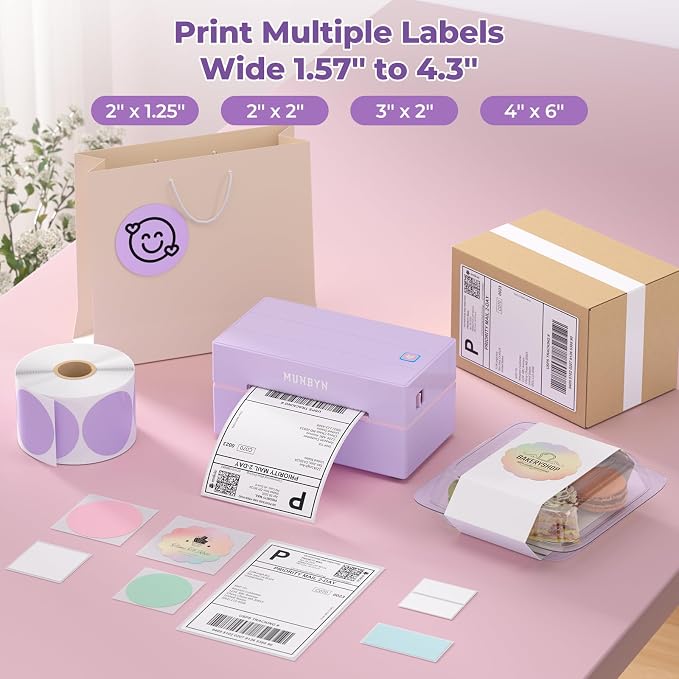MUNBYN Bluetooth Thermal Label Printer, 130B Wireless 4x6 Shipping Label Printer - Image 4
