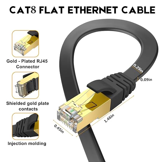 Ercielook CAT8 Ethernet Cable 150 ft High Speed, Shielded Flat Internet Cable - Image 3