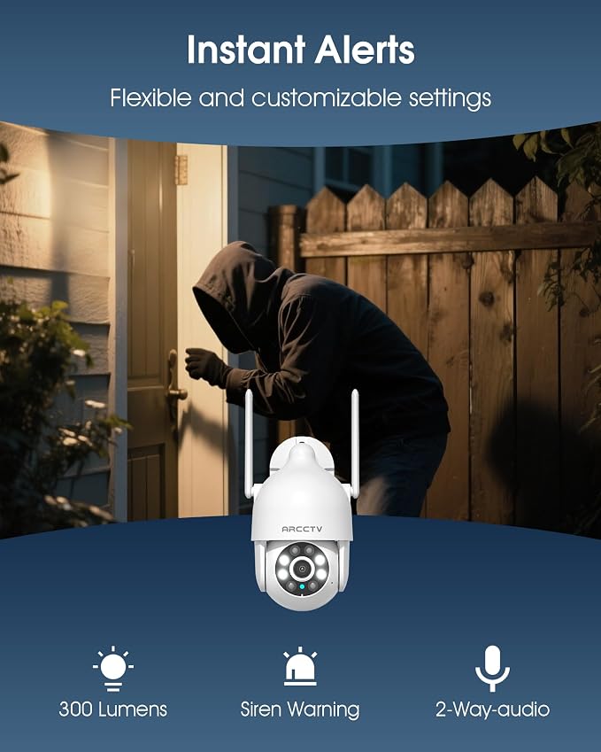 ARCCTV 2K Security Cameras Outdoor, 360°Pan-Tilt View 2.4G/5G WiFi Security - Image 7