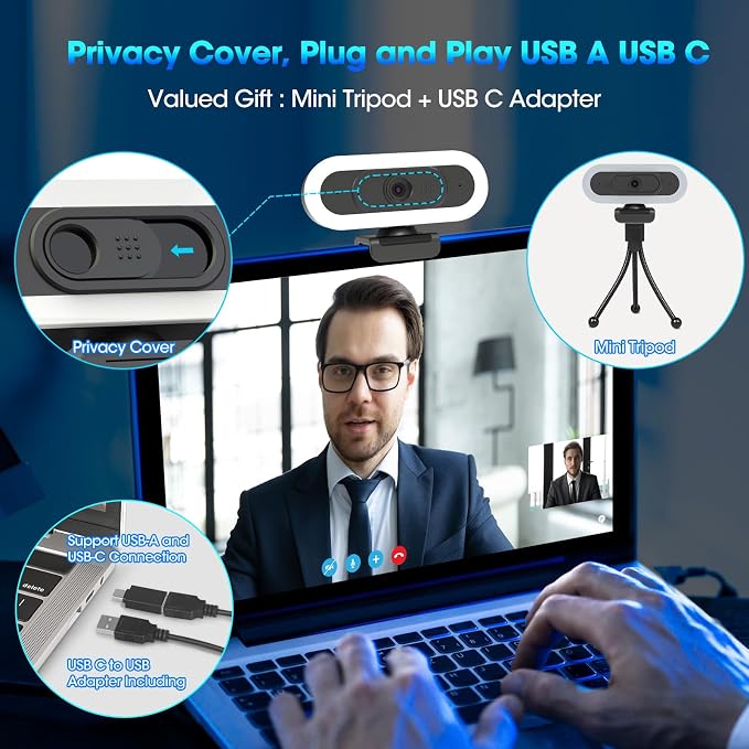 ToLuLu Streaming Webcam 2K 50FPS Web Cam, LED RGB Webcam - Image 9