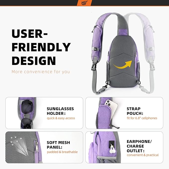 SKYSPER Sling Bag RFID Crossbody Sling Backpack Cross Body Shoulder Bag Travel - Image 4