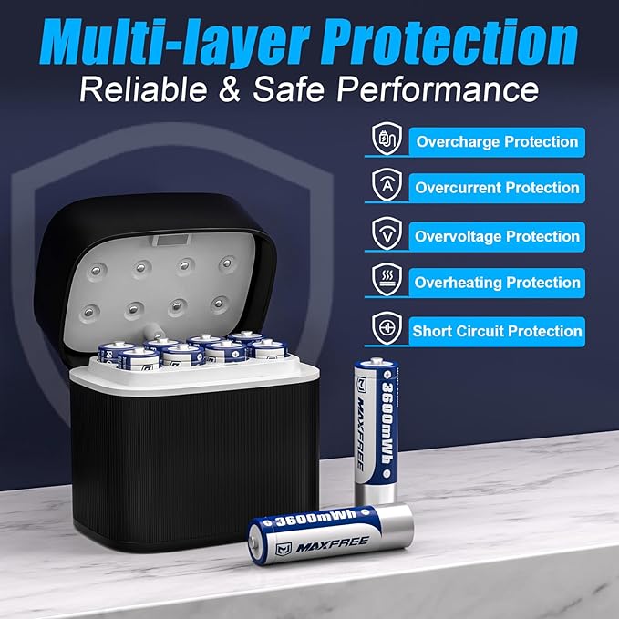 Maxfree 8-Pack Rechargeable AA Lithium Batteries - Image 6