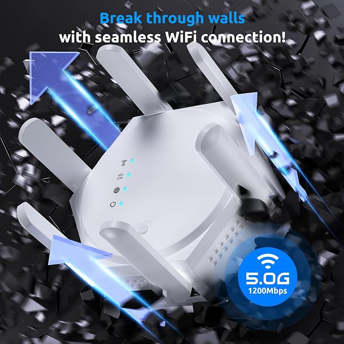 12880 Sq.Ft WiFi Extender Signal Booster, 1200Mbps Dual Band 5GHz/2.4GHz WiFi - Image 6