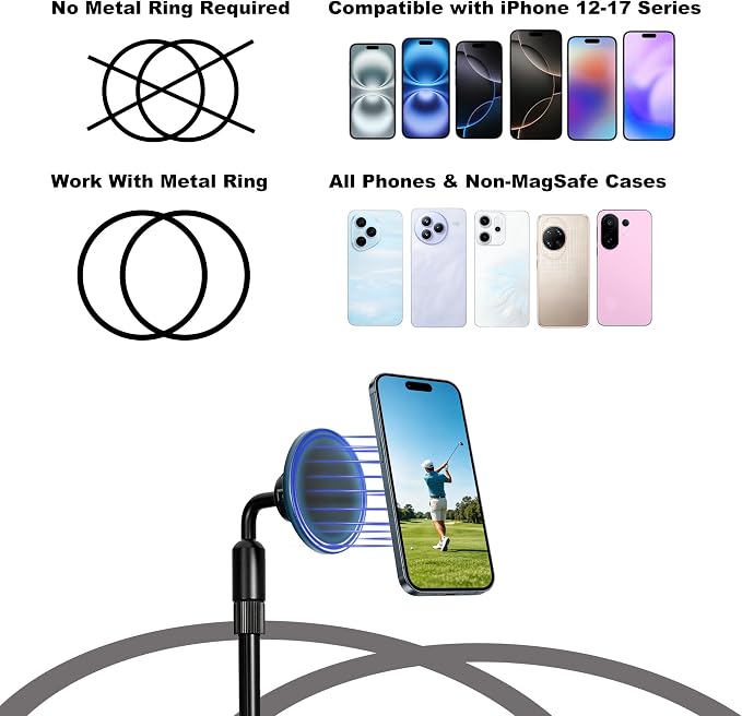 Golf Monopod Phone Stand with Ground Spike, Magnetic Phone Holder - Image 4