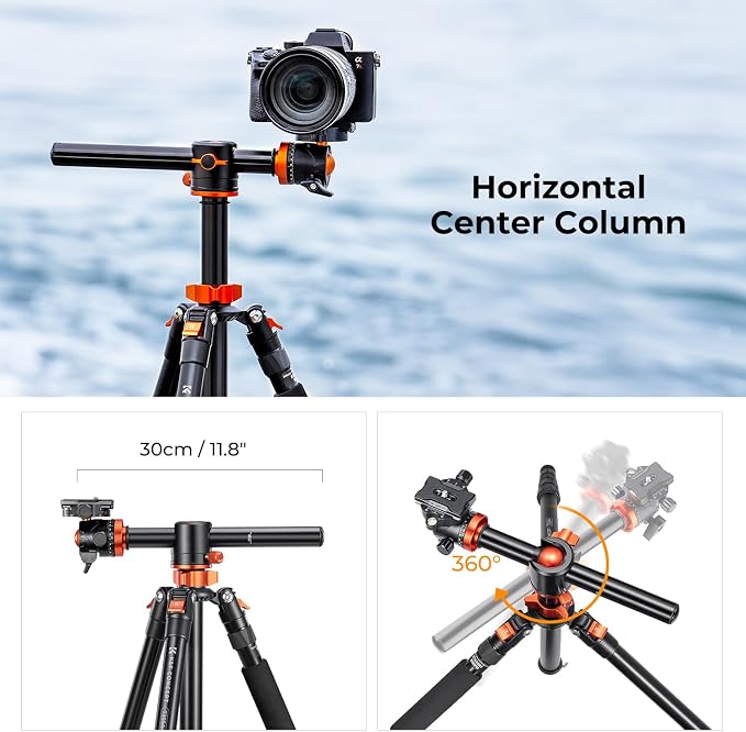 K&F Concept 67 inch Camera Tripod Horizontal Aluminum Tripods Portable Monopod - Image 3
