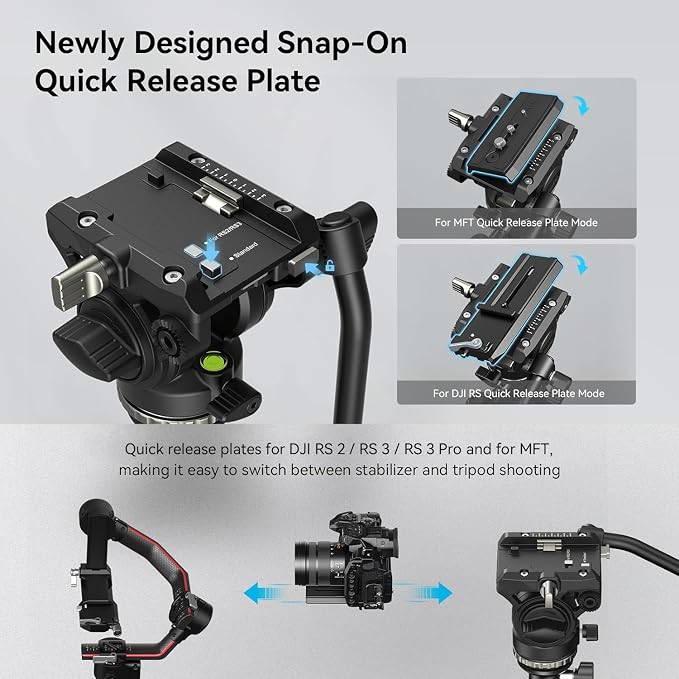 SmallRig CT210 Video Tripod, Professional Camera Tripod Compatible - Image 7