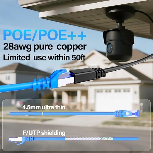 Cat6A Ethernet Cable Shielded 10Gbps 5 ft, Slim Shielded Ethernet Cable Cat 6 - Image 6