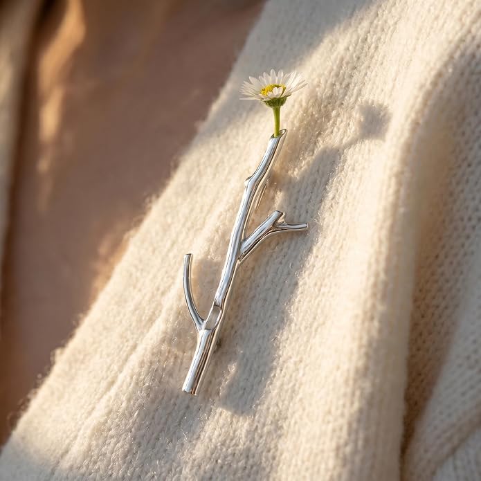 2PCS Metal Branch Shaped Flower Insert Brooch Pins, Wearable Corsage Holders - Image 5