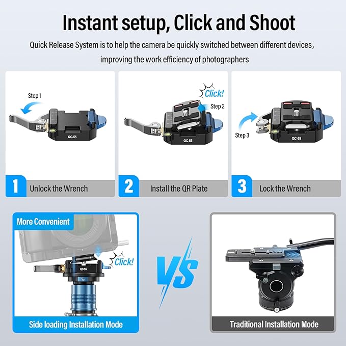 SIRUI 55mm Quick Release Plate and Clamp Base Kit, Camera Mount Adapter - Image 4