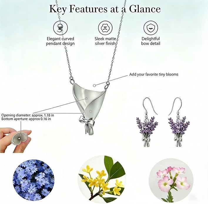 DIY Mini Bouquet Holder Necklace, Artful Wearable Floral Pendant - Image 6