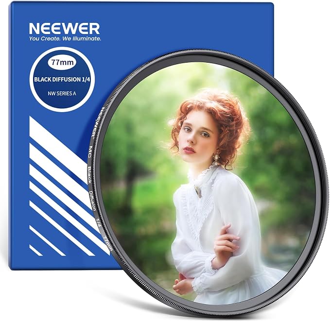 NEEWER 77mm Black Diffusion 1/4 Filter Dreamy Soft Cinematic Effect Filter by Neewer