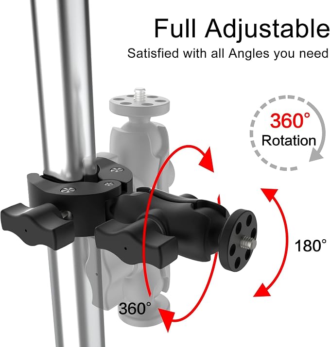 Taisioner Super Camera Clamp Mount Double Socket Arm 1/4"-20 Ball Head Adapter - Image 3
