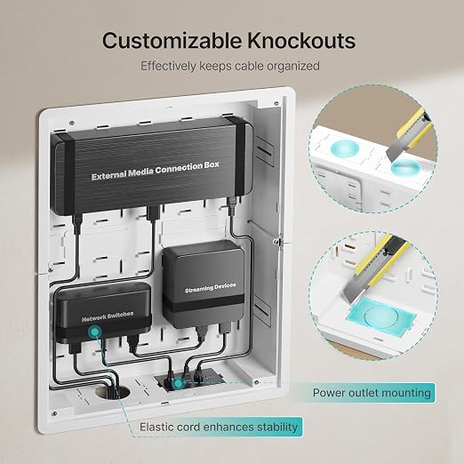 17" in-Wall Media Box, Recessed Outlet Wall Box, Structured Media Enclosure - Image 3