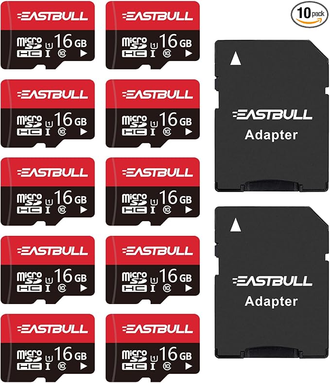 EASTBULL 16GB 10-Pack of Micro SD Cards, SD Memory Cards 16GB SD Cards Pack by EASTBULL
