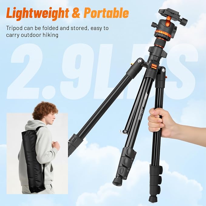 JOILCAN 66" Camera Tripod, Travel Tripod - Image 7