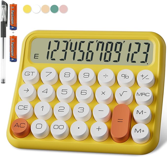 DECKLIT Mechanical Calculator 12 Digit, 5-Inch LCD Display, Battery Desk by DECKLIT