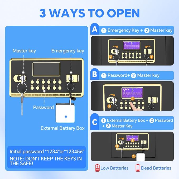 Home Safe with Digital Keypad & Alarm System - Image 4