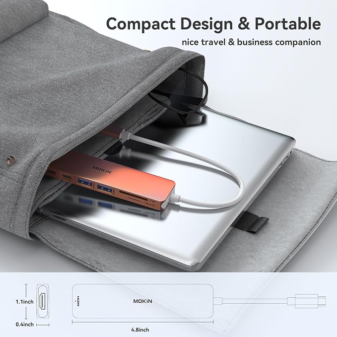 USB C Hub HDMI Adapter for MacBook Pro/Air, MOKiN 7 in 1 USB C Dongle - Image 7