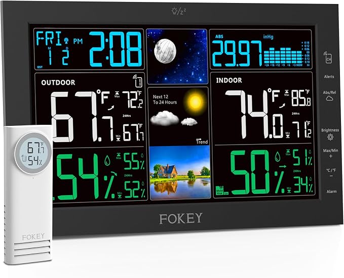 Weather Station Wireless Indoor Outdoor, Indoor Outdoor Thermometer Wireless by FOKEYDIRECT
