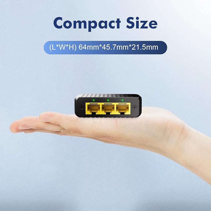 Binardat 1 to 3 Gigabit Network Splitter, 4 Port Ethernet Switch, Type-C Power - Image 7