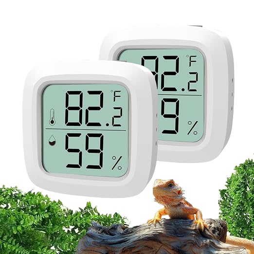 2-Pack Reptile Thermometer and Hygrometer – LCD Digital Temp & Humidity Monitor by Oasirep
