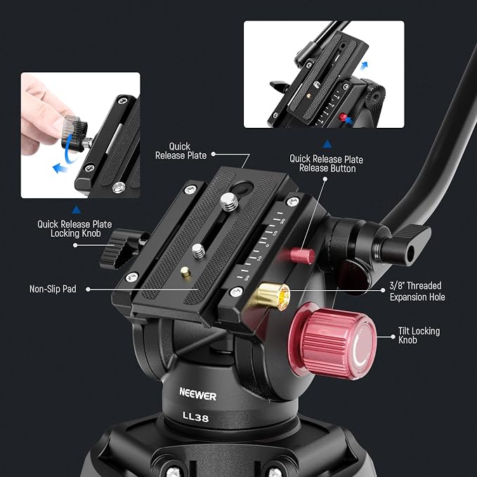 NEEWER LL38 79"/2m Video Camera Tripod - Image 5