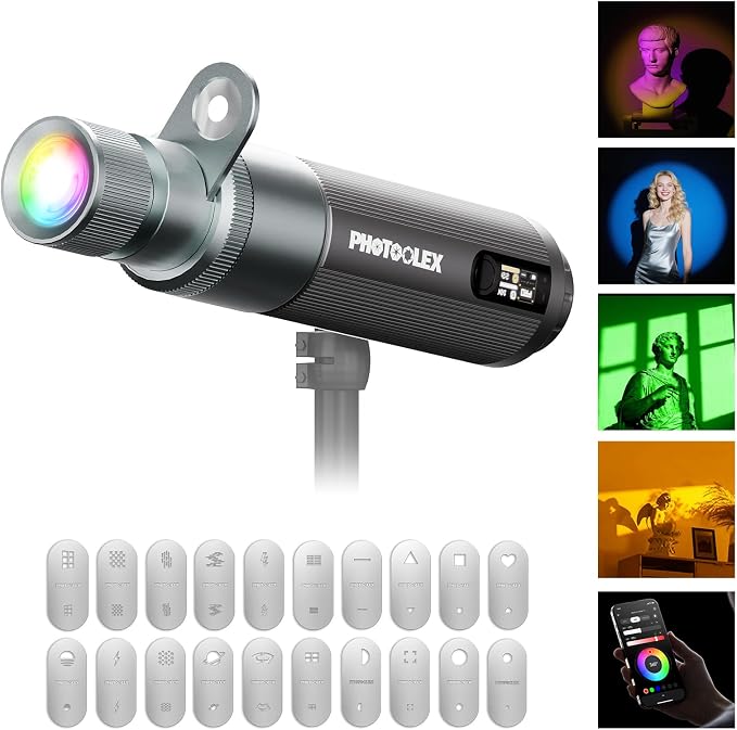 PHOTOOLEX PRO 12W Portable RGB Photography Spotlight, 360 ° Full Color by PHOTOOLEX