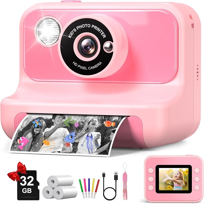 Kids Camera Instant Print, Kids Camera 1080P HD Video Digital Camera, Christmas by Gofunly