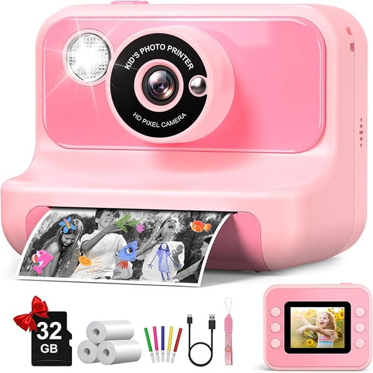 Kids Camera Instant Print, Kids Camera 1080P HD Video Digital Camera, Christmas by Gofunly