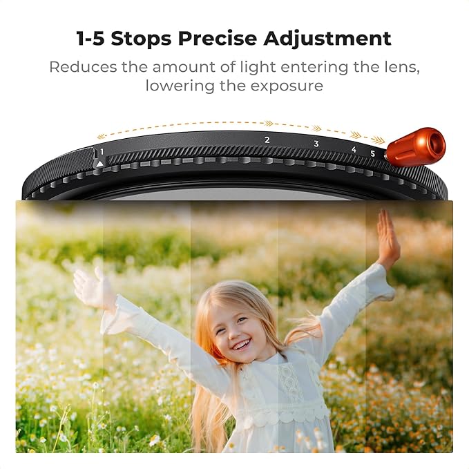 K&F CONCEPT 43mm Black Diffusion Mist Effect 1/4 & Variable ND2-32 & Circular - Image 5