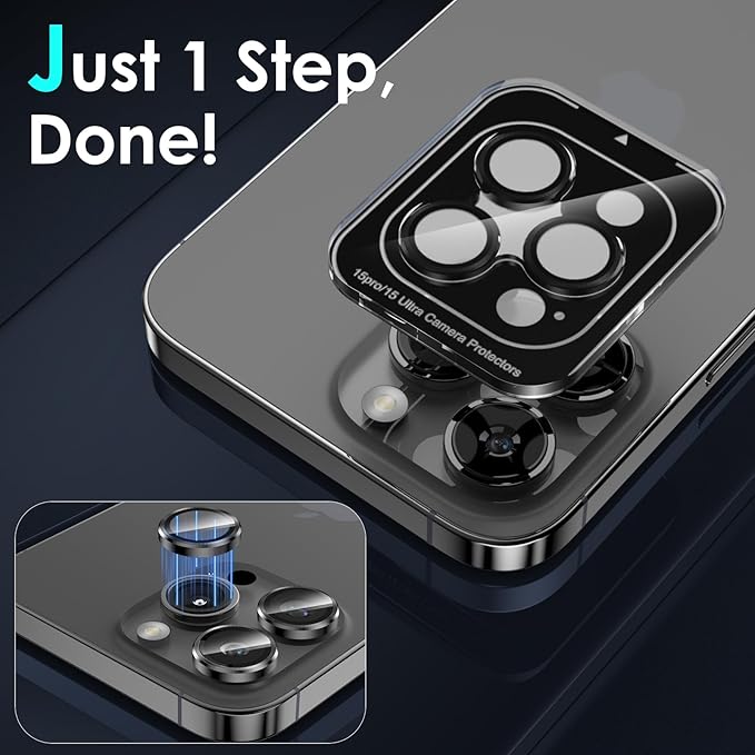 YWXTW Camera Lens Protector for iPhone 15 Pro/iPhone 15 Pro Max, Tempered Glass - Image 4