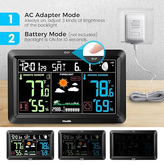 Weather Station Atomic Clock Indoor Outdoor Thermometer Wireless, Barometer - Image 5