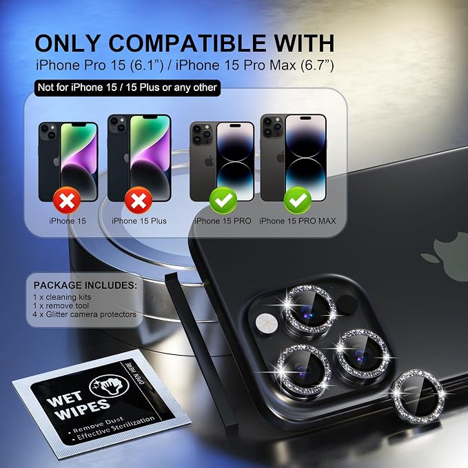 Choiche Compatible for iPhone 15 Pro/iPhone 15 Pro Max Camera Lens Protector - Image 2