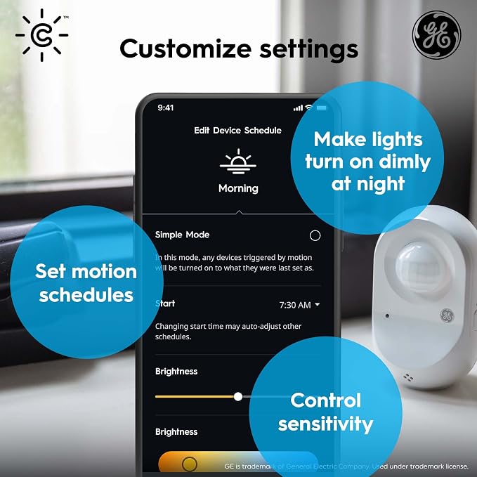 GE CYNC Wireless Smart Motion Sensor, Battery-Powered, Works - Image 3